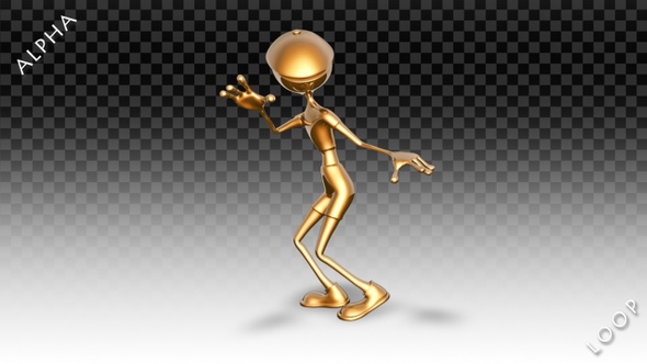 3D Gold Man - Cartoon Dance Twist