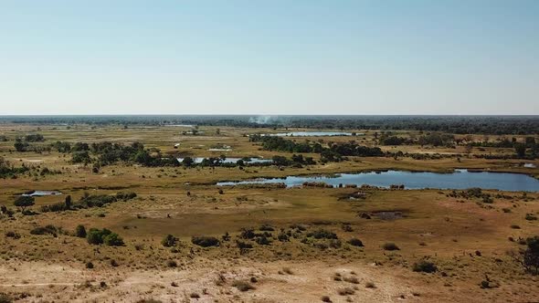 Aerial View of the Waterways and Lagoons Okavango Delta in Botswana, Africa