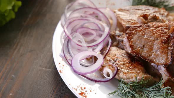 Grilled Meat on the Plate