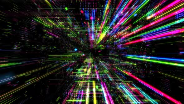 Abstract digital matrix particles grid virtual reality