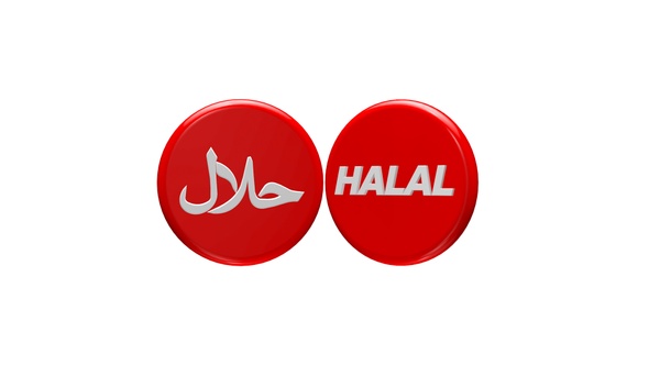 Red Halal 3D Icon Seamless Rotated