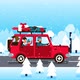 Family Car On Winter Vacation Along Forest Road - VideoHive Item for Sale
