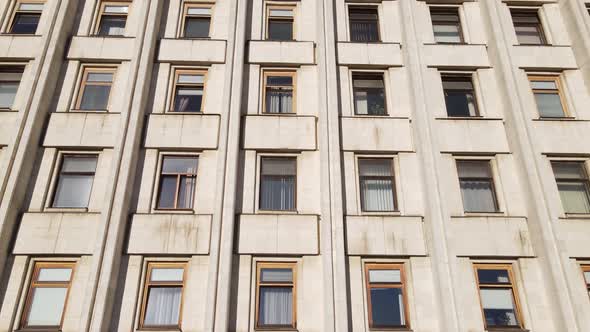 Many Windows of a Building Built in the Style of the Former USSR