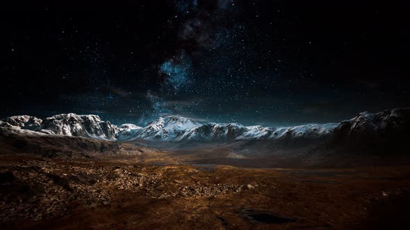 Himalaya Mountain with Star in Night Time