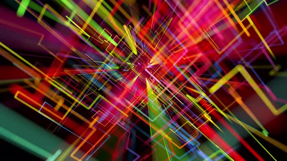 Multicolored Neon Glow Lines Form Digital 3d Sci-fi Space 1