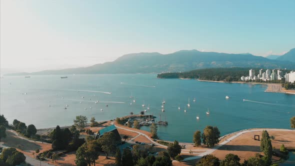 Downtown Vancouver, Pacific ocean, kitsilano beach, island, mountain.