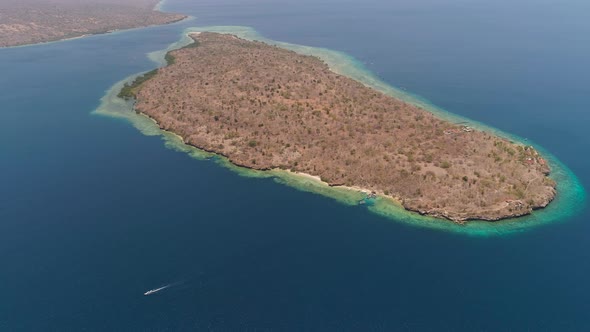 Aerial View Beautiful Beach on Tropical Island Menjangan. Bali,Indonesia