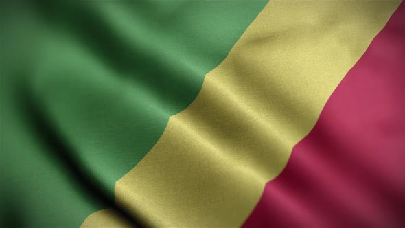 Congo Republic Of The Flag Textured Waving Close Up Background HD