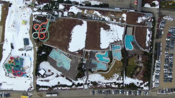 Aerial view of thermal pools complex  in Bialka Tatrzanska, Poland