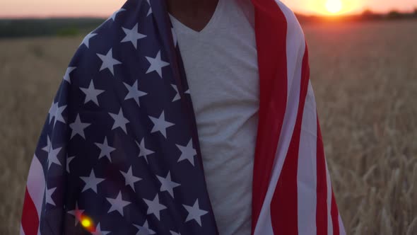 Black Man with Usa Flag.