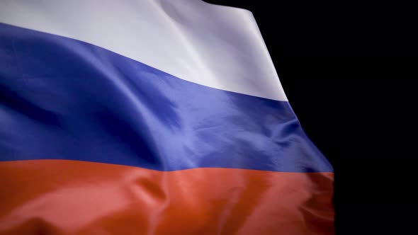 National Flag of Russia. Black background.