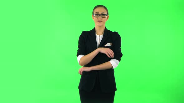 Frustrated Girl Says Wow. Green Screen