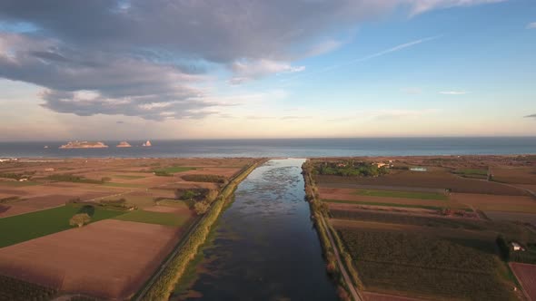 Flying Above River Mouth