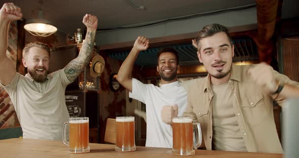 Fans Celebrating Victory of Team in Bar