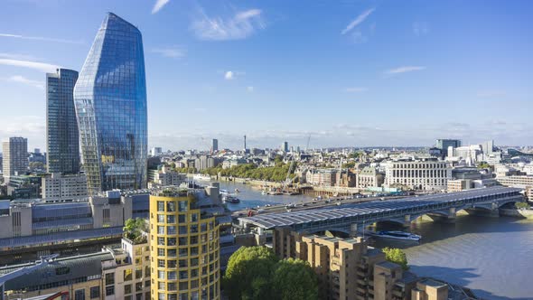 Aerial View of North Bank of the River Thames