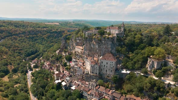 Rocamadour, a commune in Southwestern France. Seen from above.