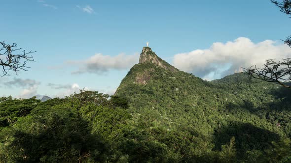 Time-lapse daylight footage of Christ the Reedemer statue from Tijuca National Forest.