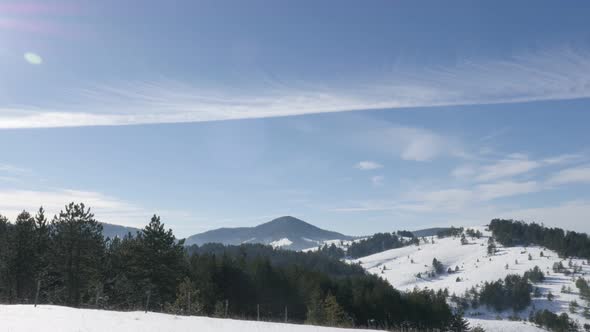 Beautiful valley of  Zlatibor mountain ranges tilting 3840X2160 UHD footage - Vegetation and cone-be