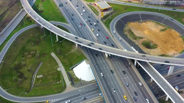 Freeway Intersection Traffic Trails in Moscow