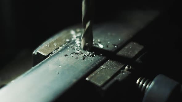 Drilling A Hole With A Drill Machine. Close-up.