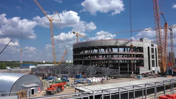 Frames and Building Materials at Arena Construction Site