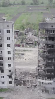 Vertical Video of a House Destroyed By the War in Ukraine