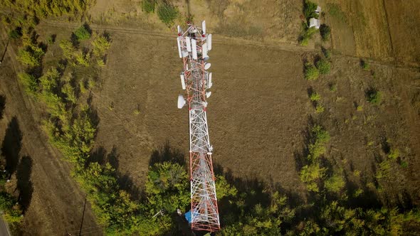 Telecommunication Antenna Receiver on Cell Phone Tower with 5G Base