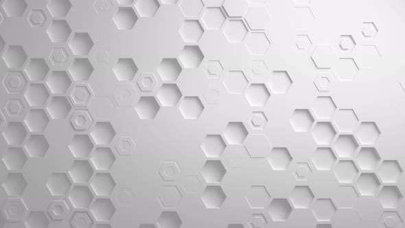 White Abstract Hexagon Geometric Surface Seamless Loop  UHD