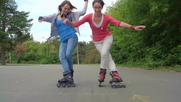 Practicing Rollerblading 