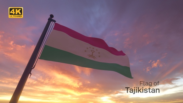 Tajikistan Flag on a Flagpole V3 - 4K