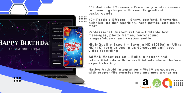 Wish Card Maker: Ultimate E-Card Studio with 30+ Themes, 40+ Particle Effects & AdMob