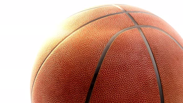 Floating Basketball On White Background 4K