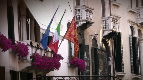 Venice Building And Flags