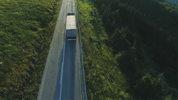 Semi Truck Driving in Mountains