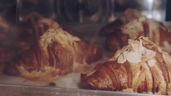 Golden Croissant with Almond Flakes is Baked in Combi Oven