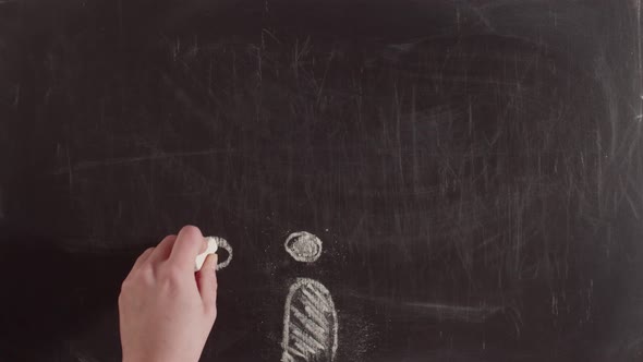 Timelapse Word Idea Is Written on the Chalkboard By Hand with Chalk