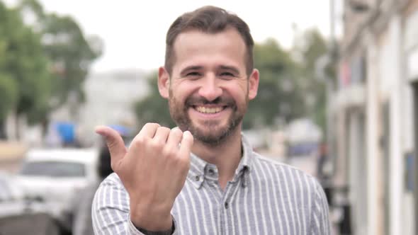 Outdoor Beard Casual Man Inviting New People