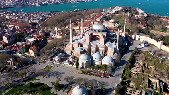 Hagia Sophia Aerial View with Drone from Istanbul Turkiye. 07