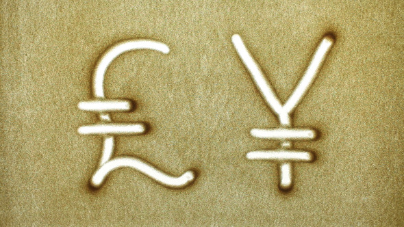 Currency Symbols Drawing In The Sand 