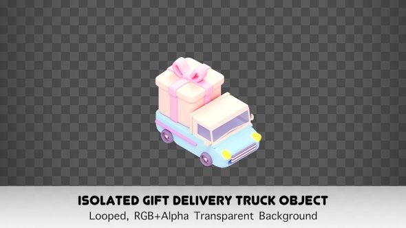Isolated Gift Delivery Truck Object