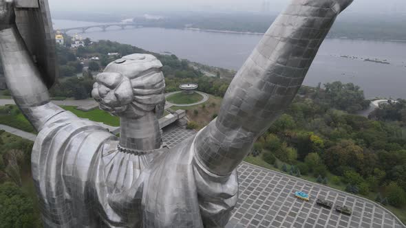 Kyiv, Ukraine Aerial View in Autumn : Motherland Monument. Kiev