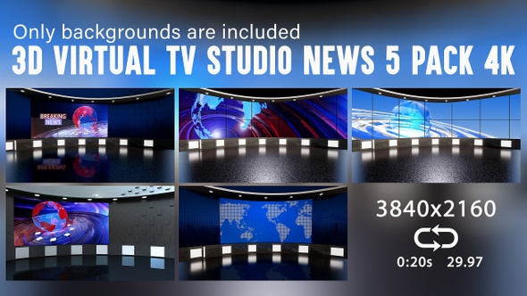 3D Virtual Tv Studio News 5 Pack 4k