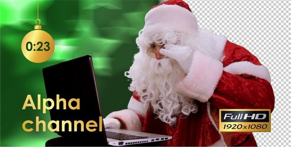 Santa Claus Working On Laptop