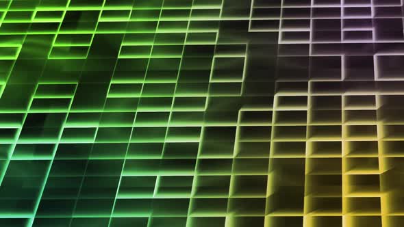 Colorful Trendy Background with Gradient Rectangles Squares and Glowing Lines