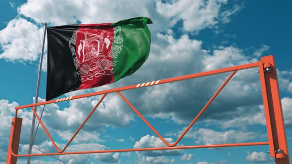 Manual Swing Arm Road Barrier and Flag of Afghanistan