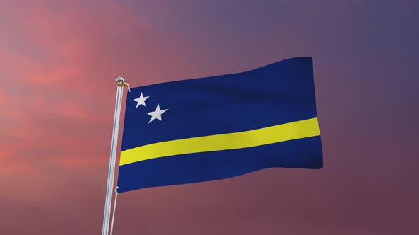 Flag Of Curacao Waving 4k