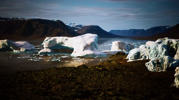 Ice Icebergs in Greenland at Summer