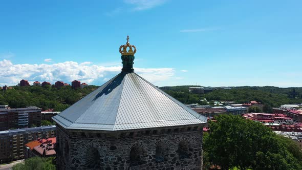 Skansen Kronan Old Fortress From Gothenburg Sweden - aerial ascending