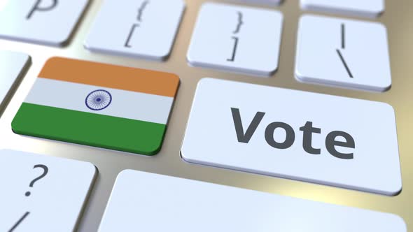 VOTE Text and Flag of India on the Keyboard