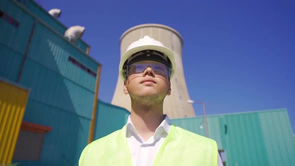 Young engineer at the factory.